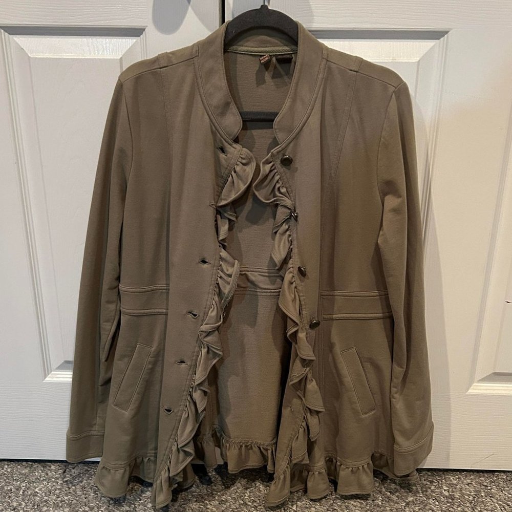 Vintage SERE NADE SERENADE Ruffled Military Style Olive Jacket Size L